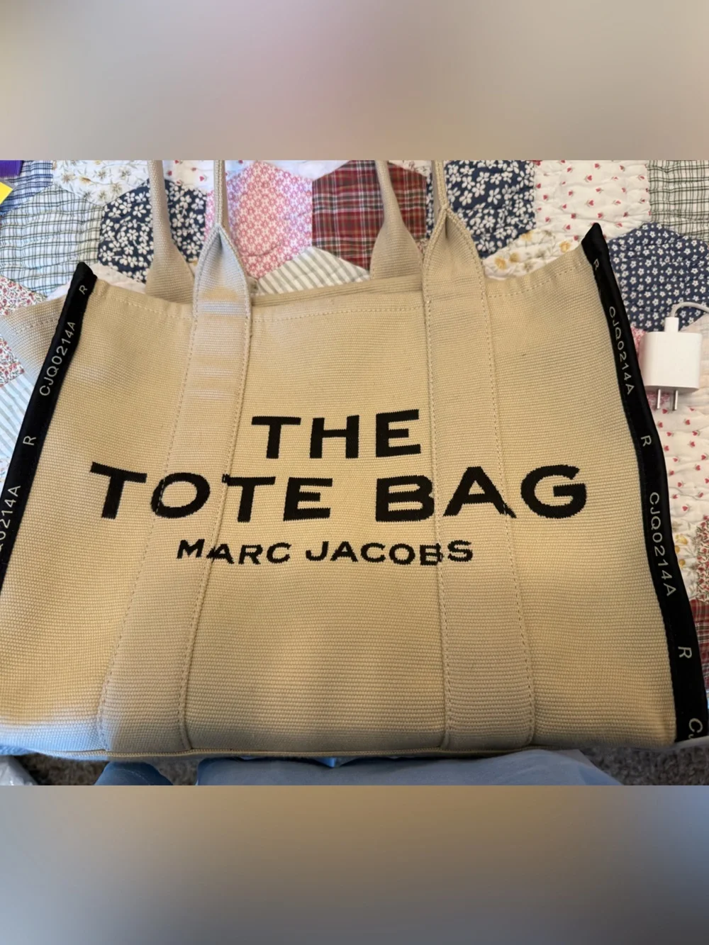 Marc Jacobs Cream Canvas Laptop Tote with Zip